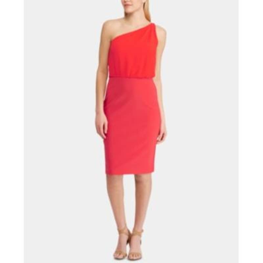 Ralph Lauren Womens Red Sleeveless  Knee Length Cocktail Sheath Dress Size 6